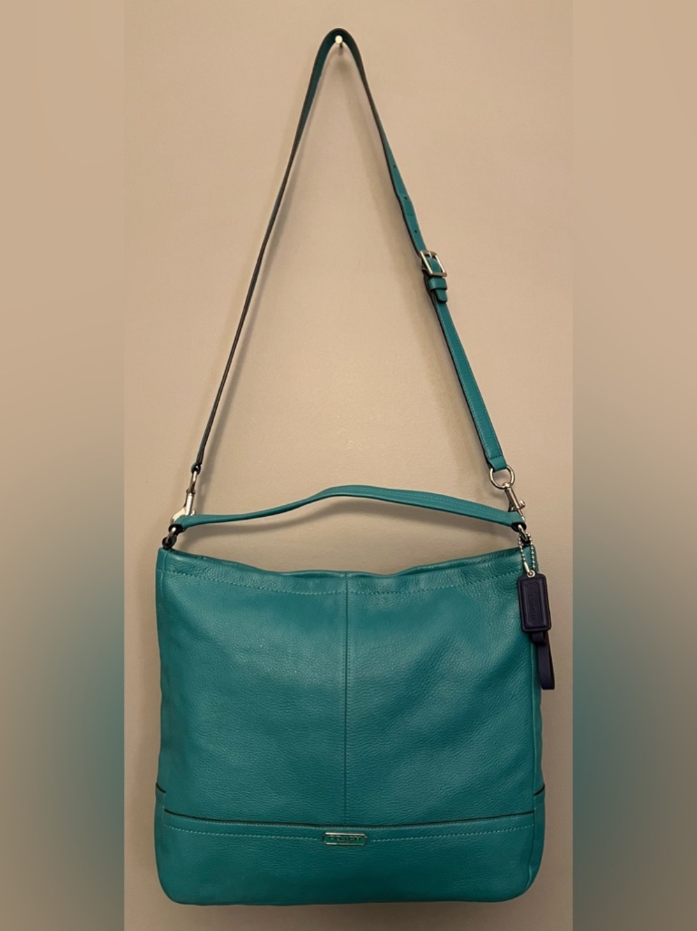 Like New Coach Park Green/Teal Pebbled Leather Hobo Crossbody/Shoulder/Handbag